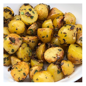 Pan fried potato with oregano